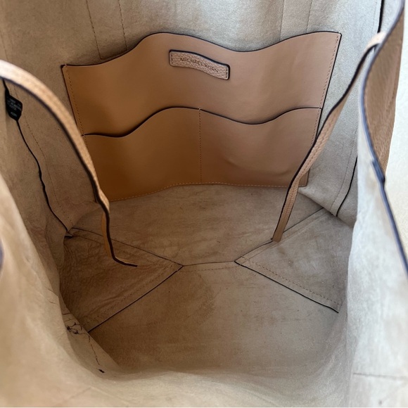 Michael Kors Junie Tote Large Pebbled Leather Bag Butternut Beige Neutral Purse - Picture 4 of 10